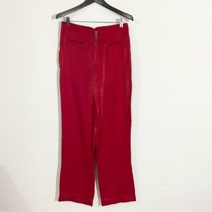 Urban Outfitters Metallic Red High Rise Zipper Front Straight Leg Pants
